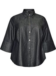 Denim-paita glitterlangalla ja 3/4-hihat, Harmaa