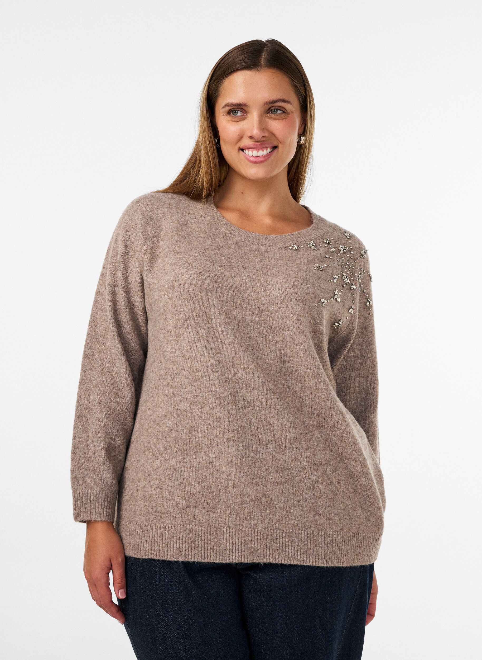 Neulepusero strasseilla ja niiteill&auml;, Beige, Model