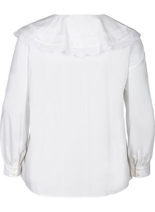 Puuvillainen paita suurella kauluksella , Bright White, Packshot image number 1