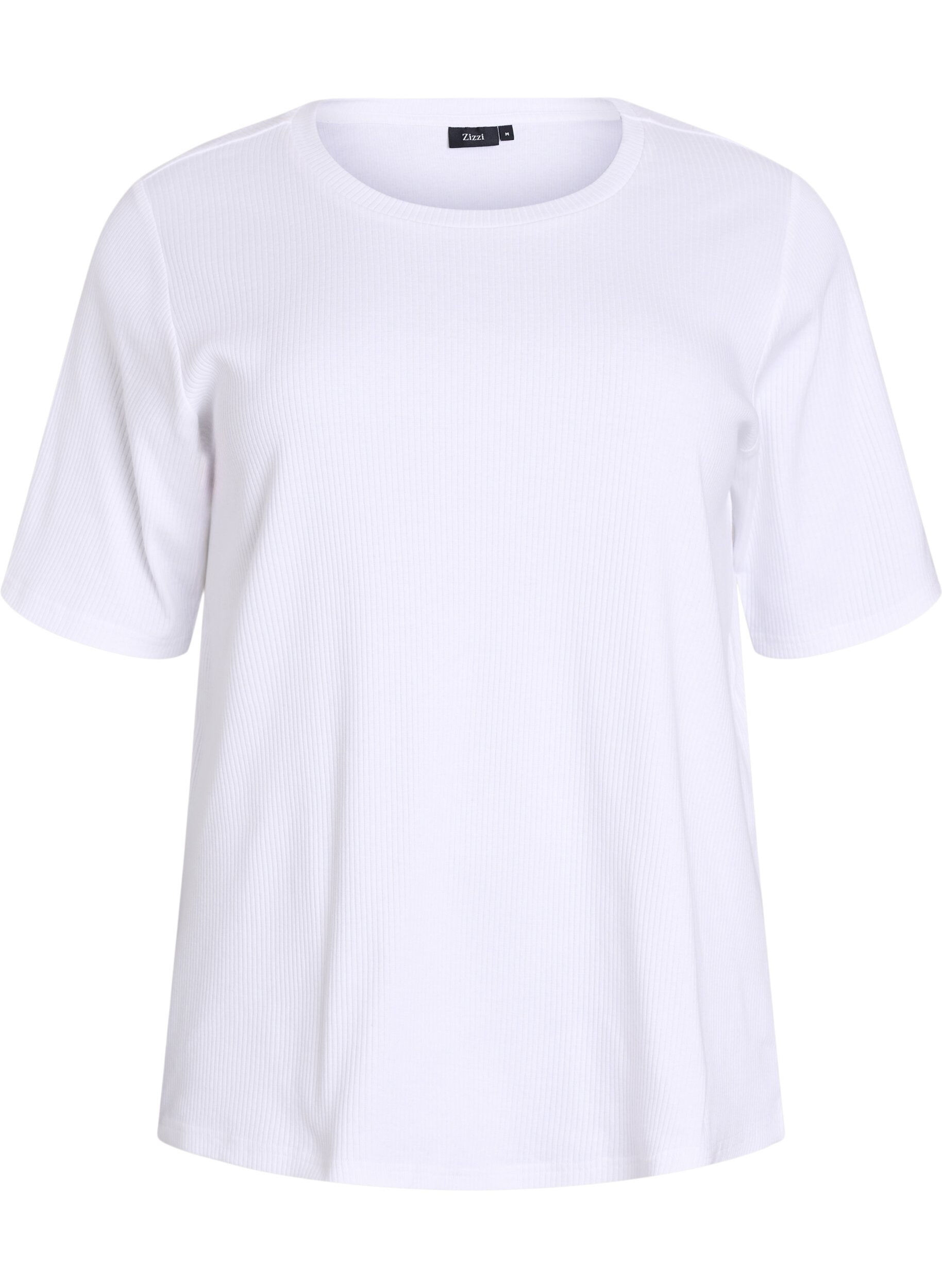 ZizziRibattu jerseypusero, jossa on lyhyet hihat, Valkoinen, Packshot image number 0