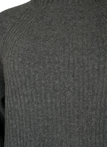 Ribattu neulemekko poolokauluksella, Dark Grey Melange, Packshot image number 2