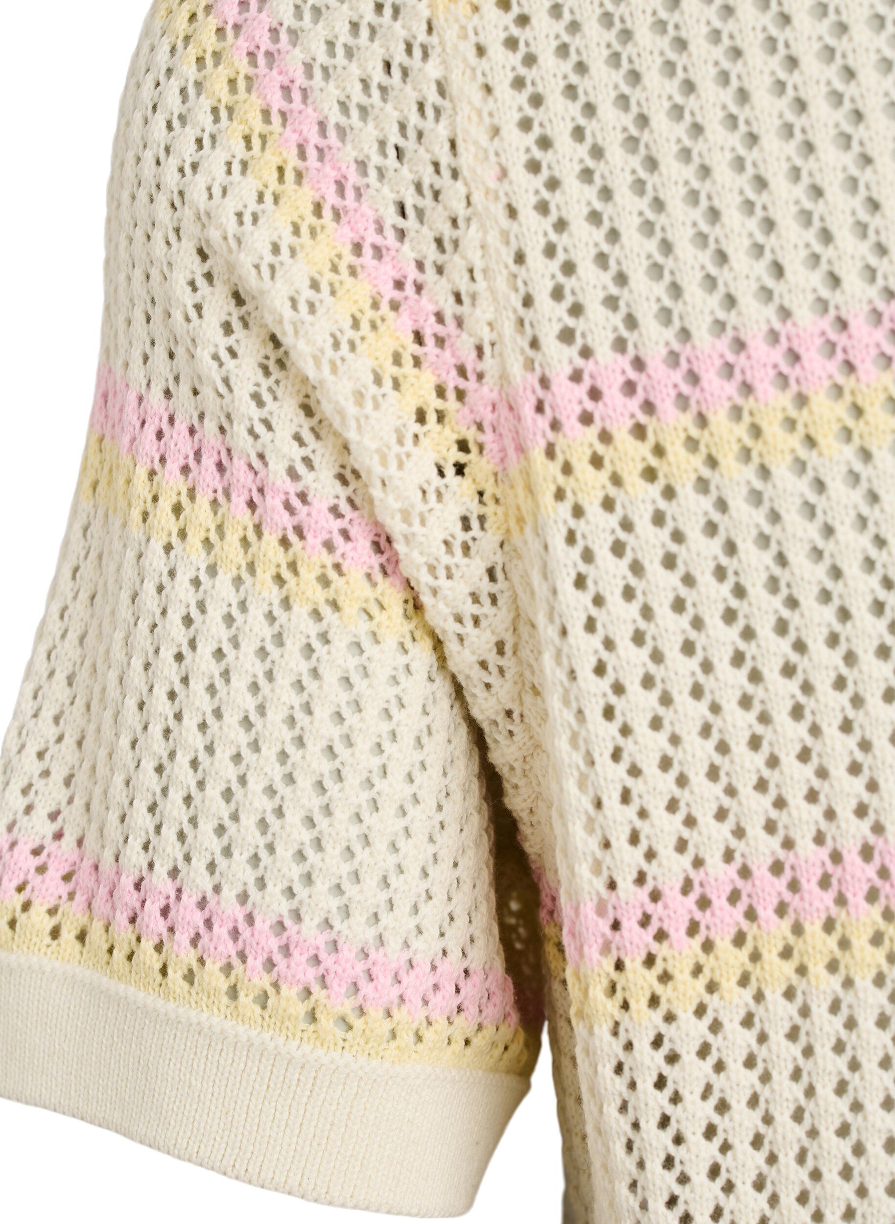 Zizzi Neulepaita silm&auml;kkokirjailulla ja raidoilla, Valkoinen, Packshot image number 3