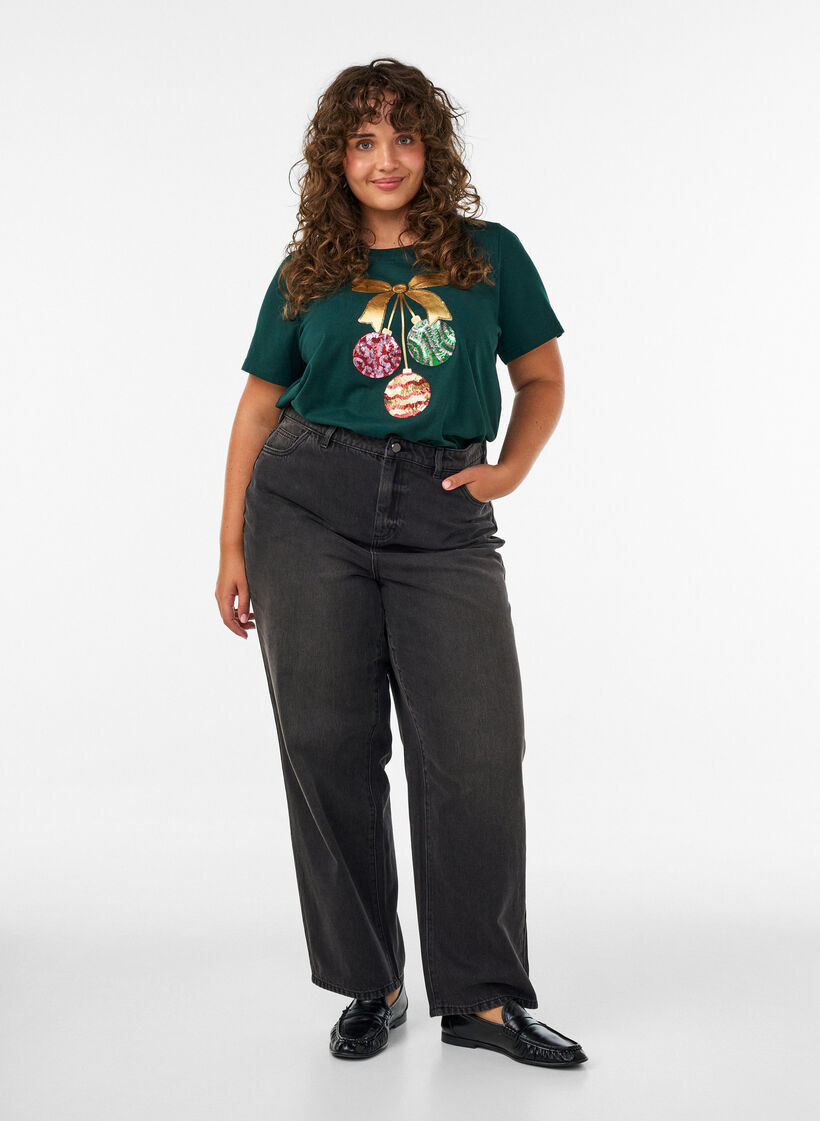 Joulupaita luomupuuvillasta, Vihre&auml;, Model image number 1
