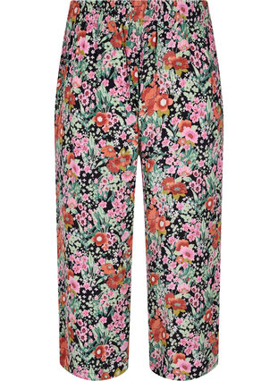 Kukalliset culottes-housut taskuilla, Green Flower AOP, Packshot image number 1
