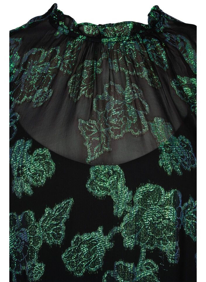 Kukallinen viskoosimekko lurexilla, Black w. Green Lurex, Packshot image number 2
