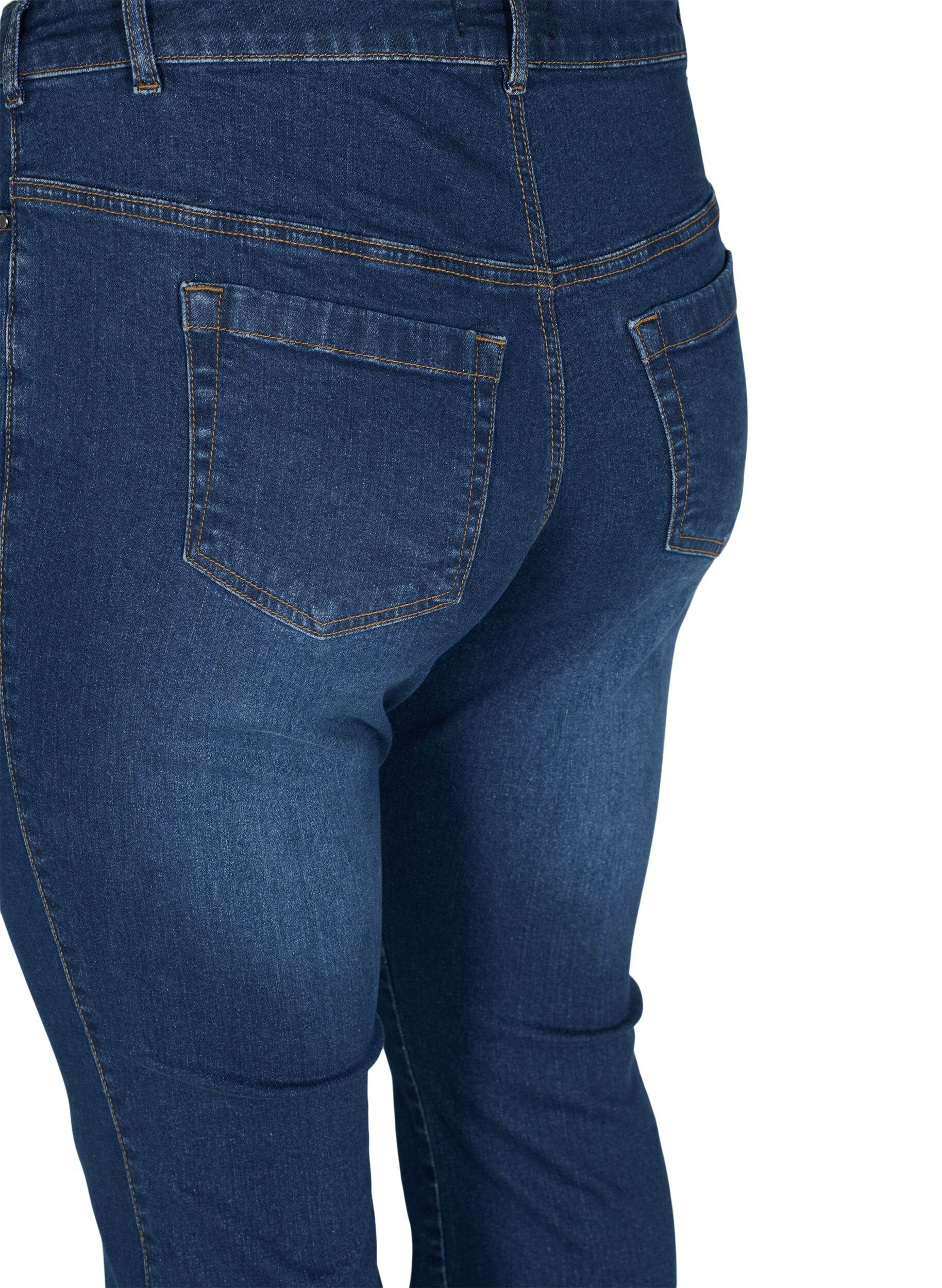 ZizziEllen bootcut -farkut korkealla vy&ouml;t&auml;r&ouml;ll&auml;, Sininen, Packshot image number 3