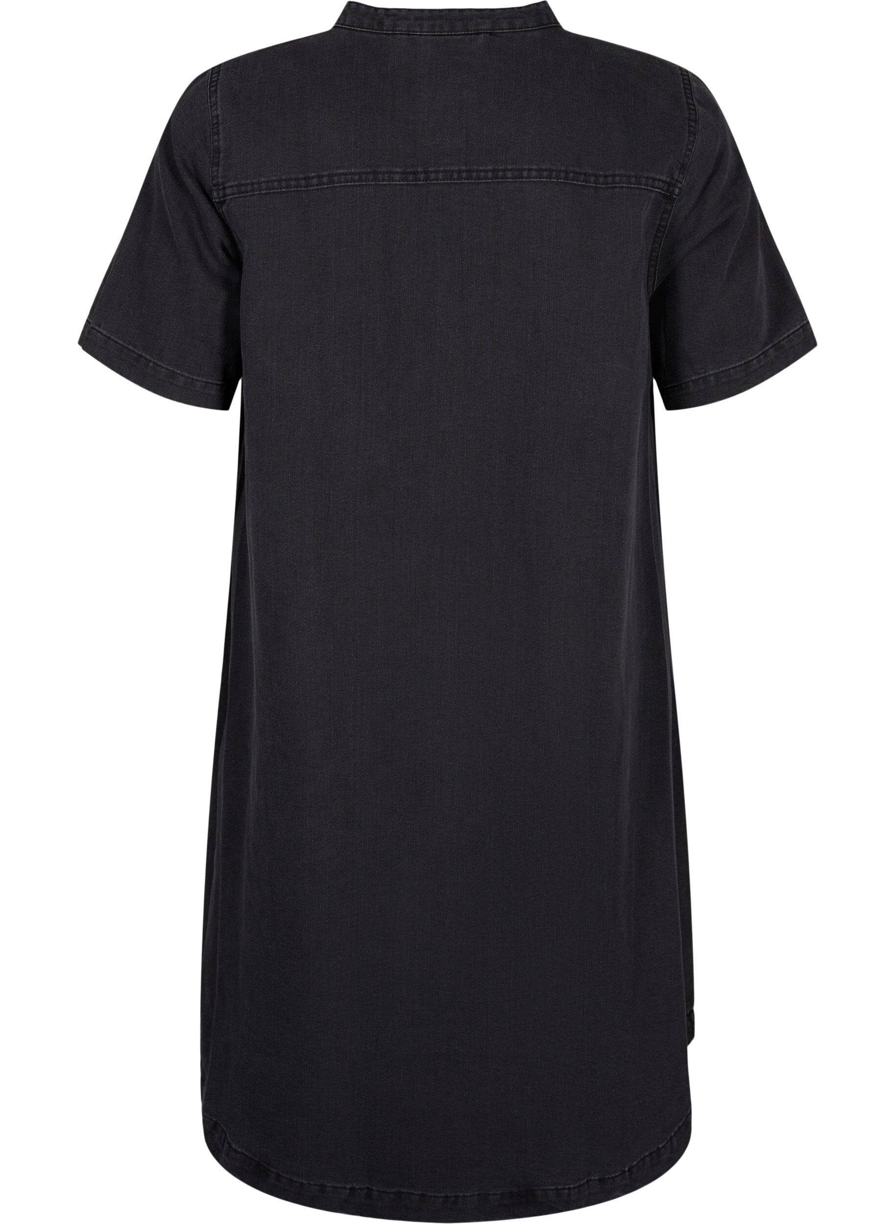 Zizzi Lyhythihainen A-linjainen farkkumekko, Grey Denim, Packshot image number 1