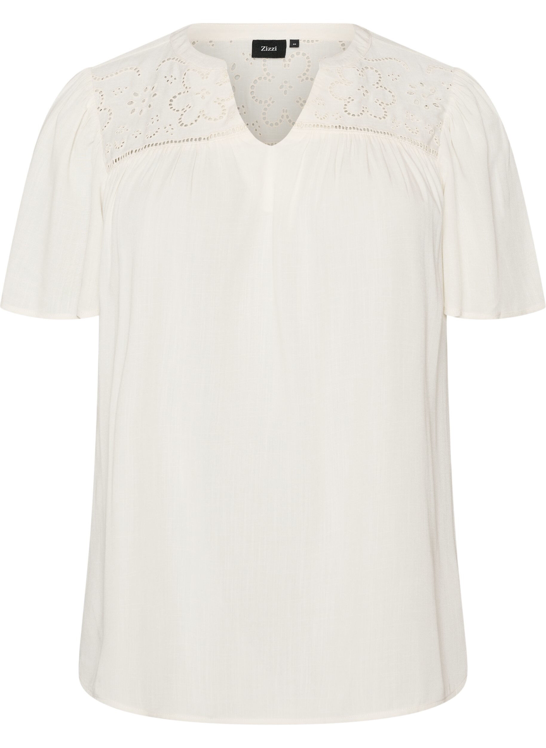 ZizziViskoosipusero broderieanglaise-koristeilla, Beige, Packshot image number 0