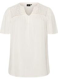 Viskoosipusero broderieanglaise-koristeilla, Beige