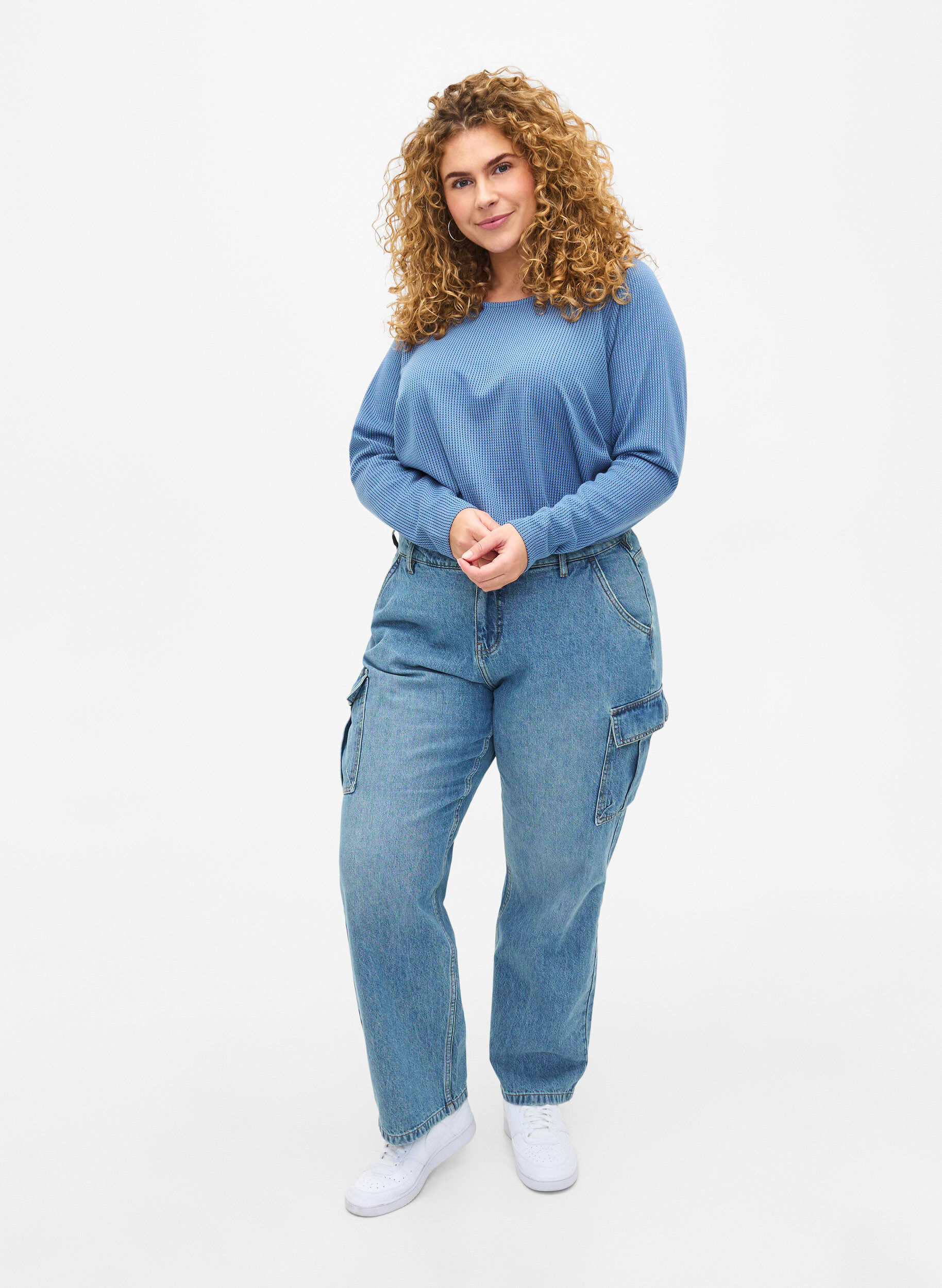 Zizzi Teksturoitu A-linjainen pusero, Quiet Harbor, Model image number 2