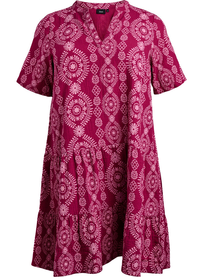 Lyhyt mekko puuvillamusliinista kuosilla, 9992, Packshot image number 0