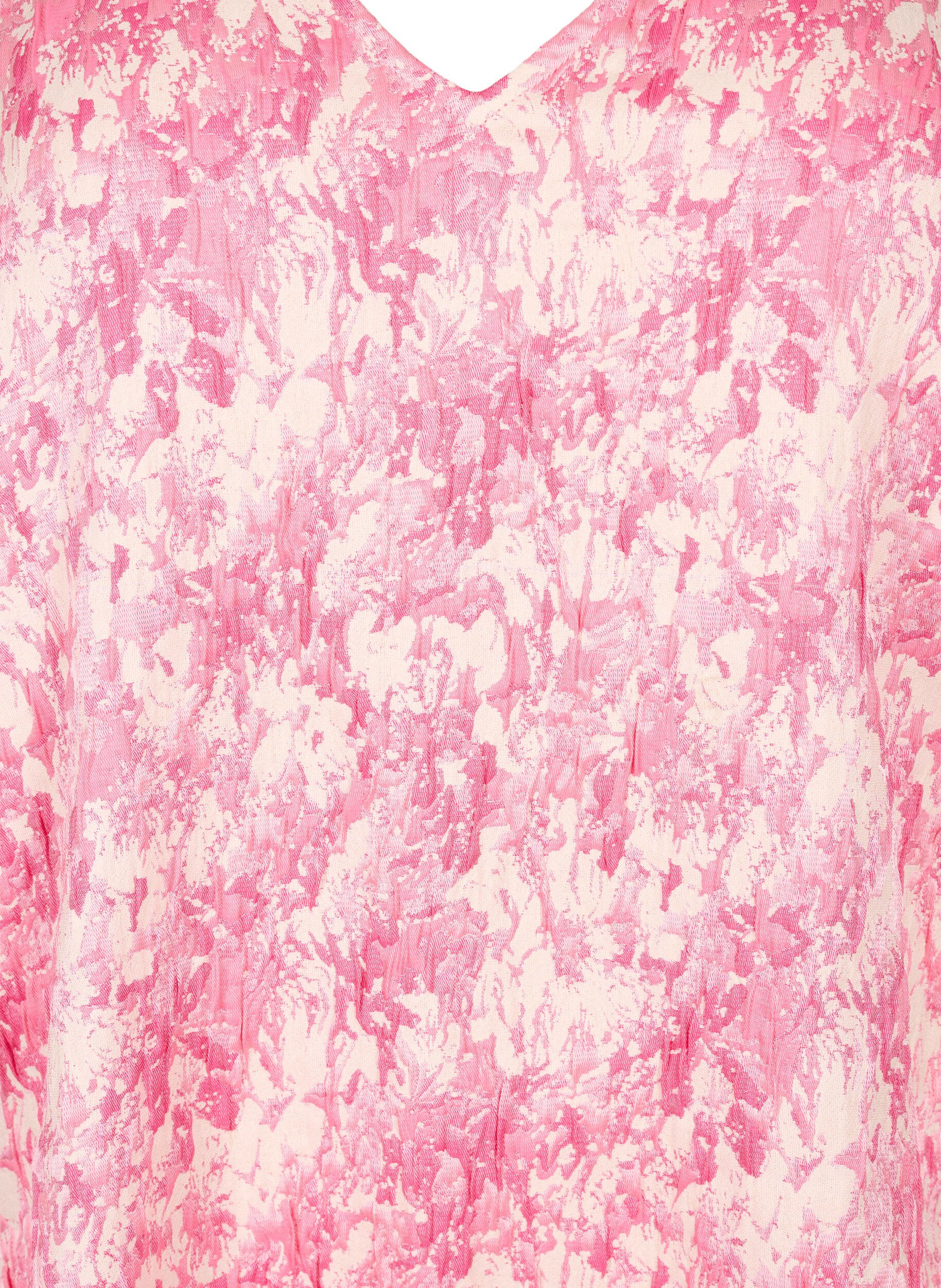 Zizzi Mekko, jossa on lyhyet puhvihihat, Chateau Rose AOP, Packshot image number 2