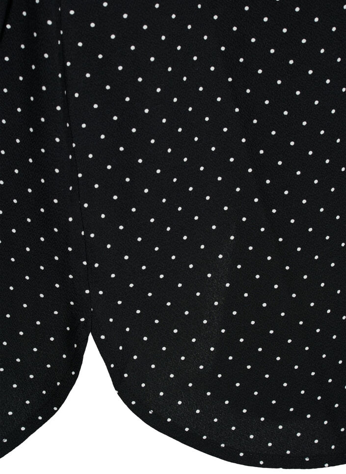 Kuvioitu mekko, jossa on kiristysnauha vyötäröllä, Black Dot, Packshot image number 3