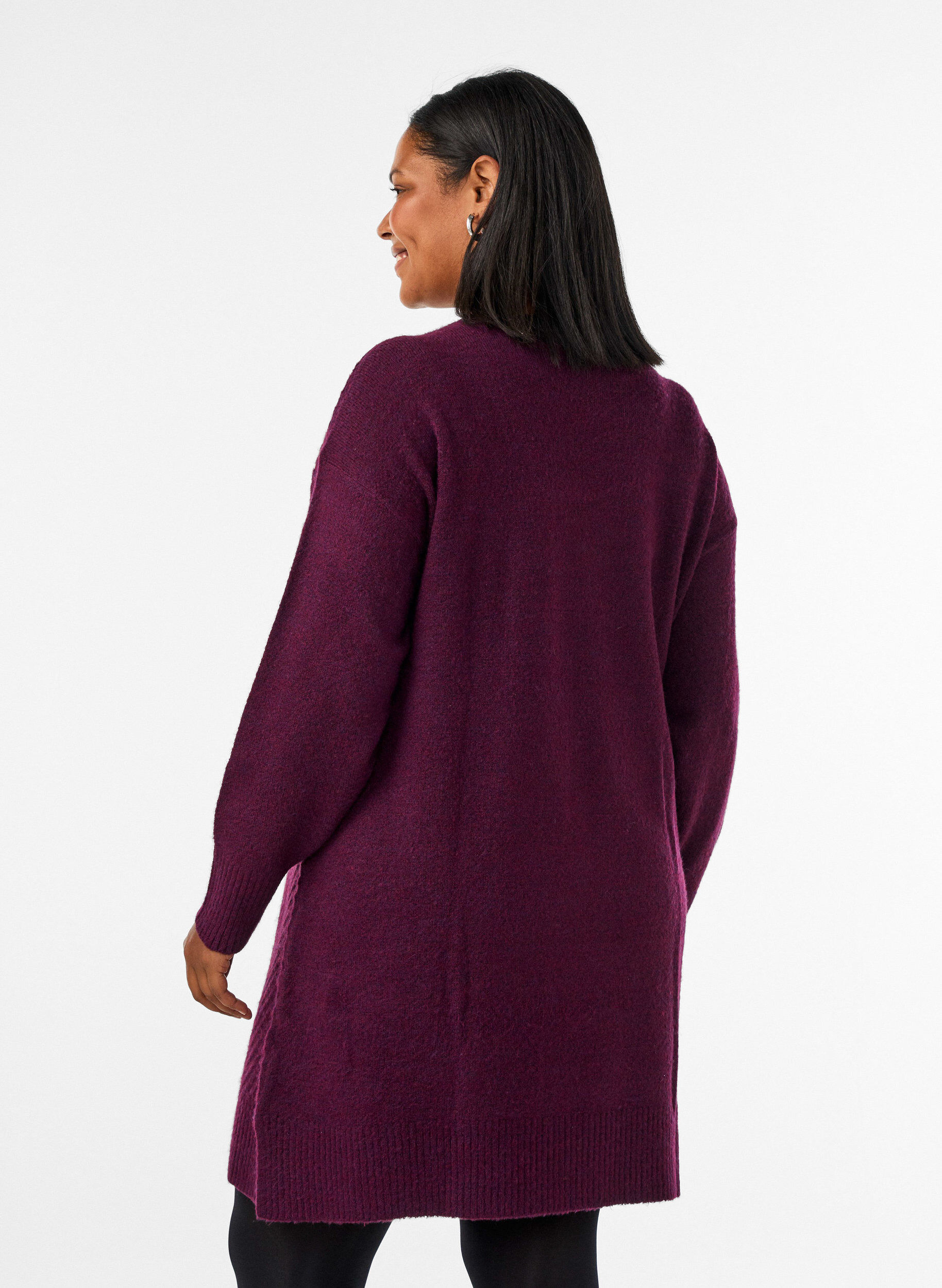 ZizziLyhyt neulemekko V-muotoisella tekstuurikuviolla, Punainen, Model image number 2