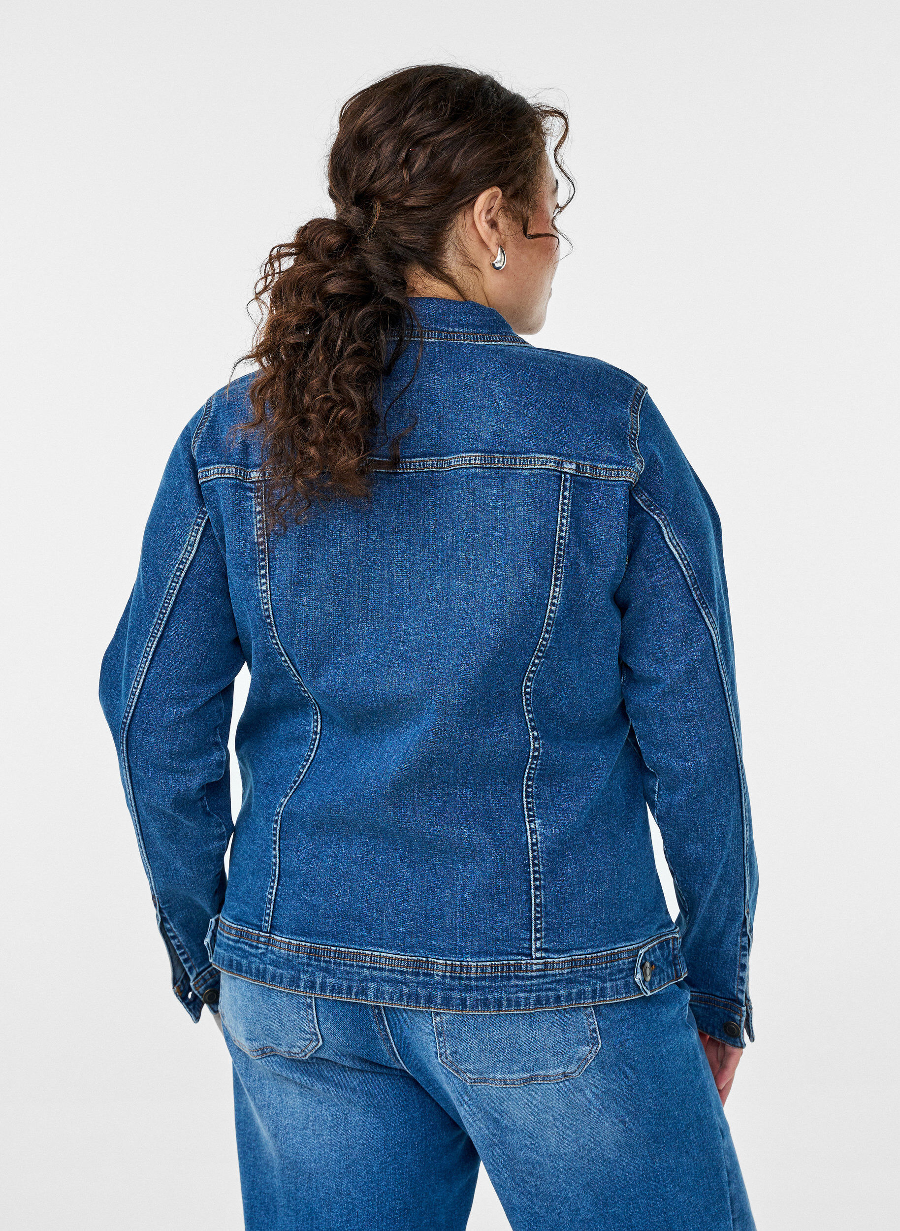 Zizzi Denimtakki klassisella leikkauksella, Sininen, Model image number 2