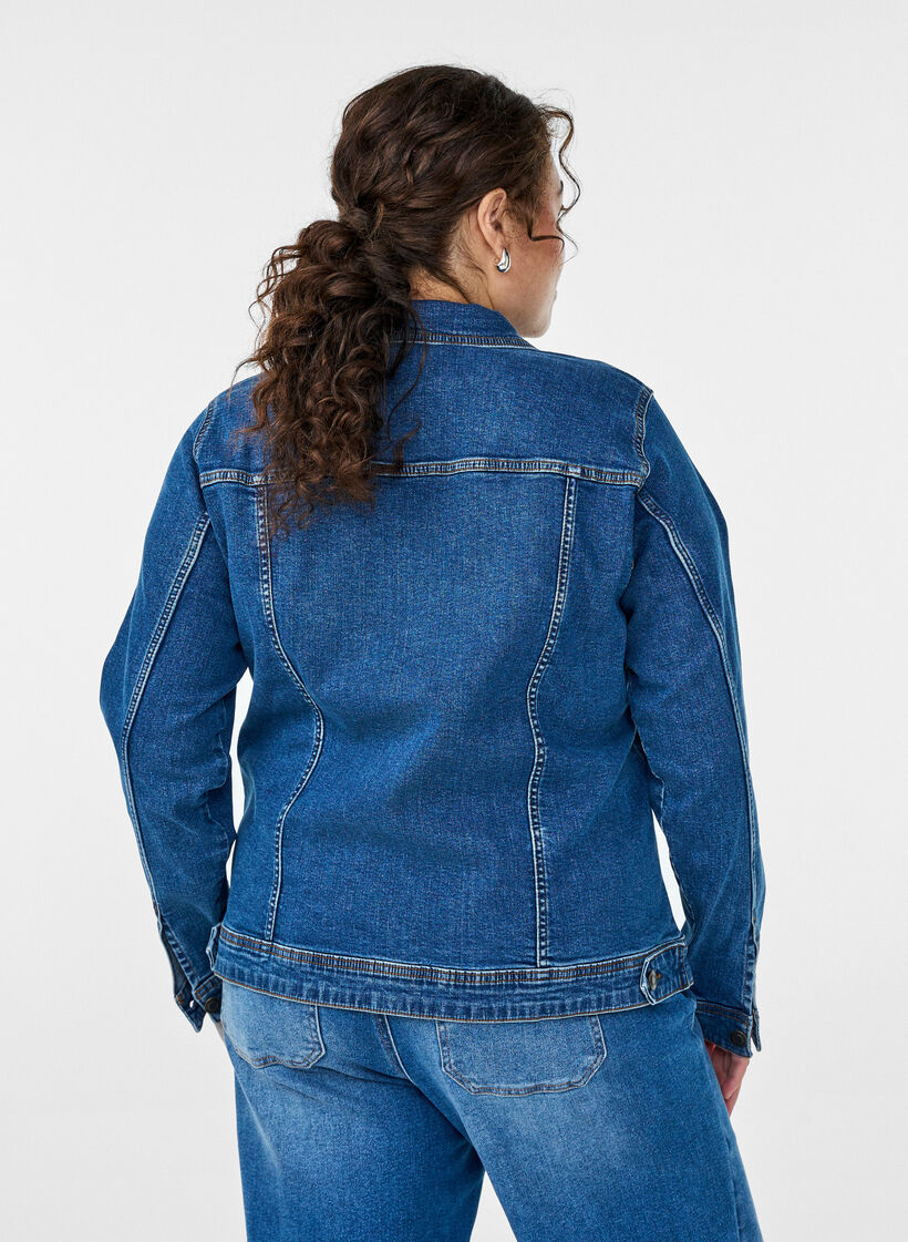 Denimtakki klassisella leikkauksella, Sininen, Model image number 2