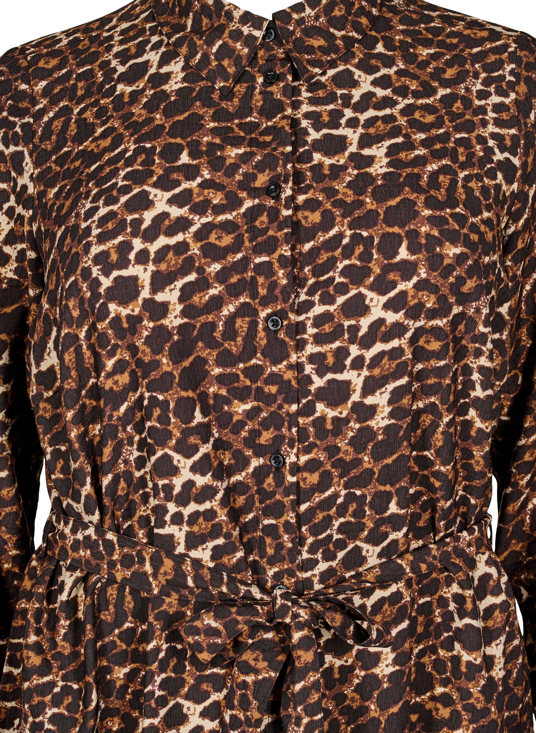 Zizzi Paitamekko solmittavalla vy&ouml;ll&auml; ja pitk&auml;t hihat, Ruskea, Packshot image number 2