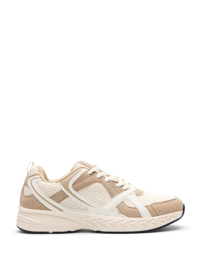 Urheilulliset lenkkarit verkkokankaalla, Beige, Packshot image number 0