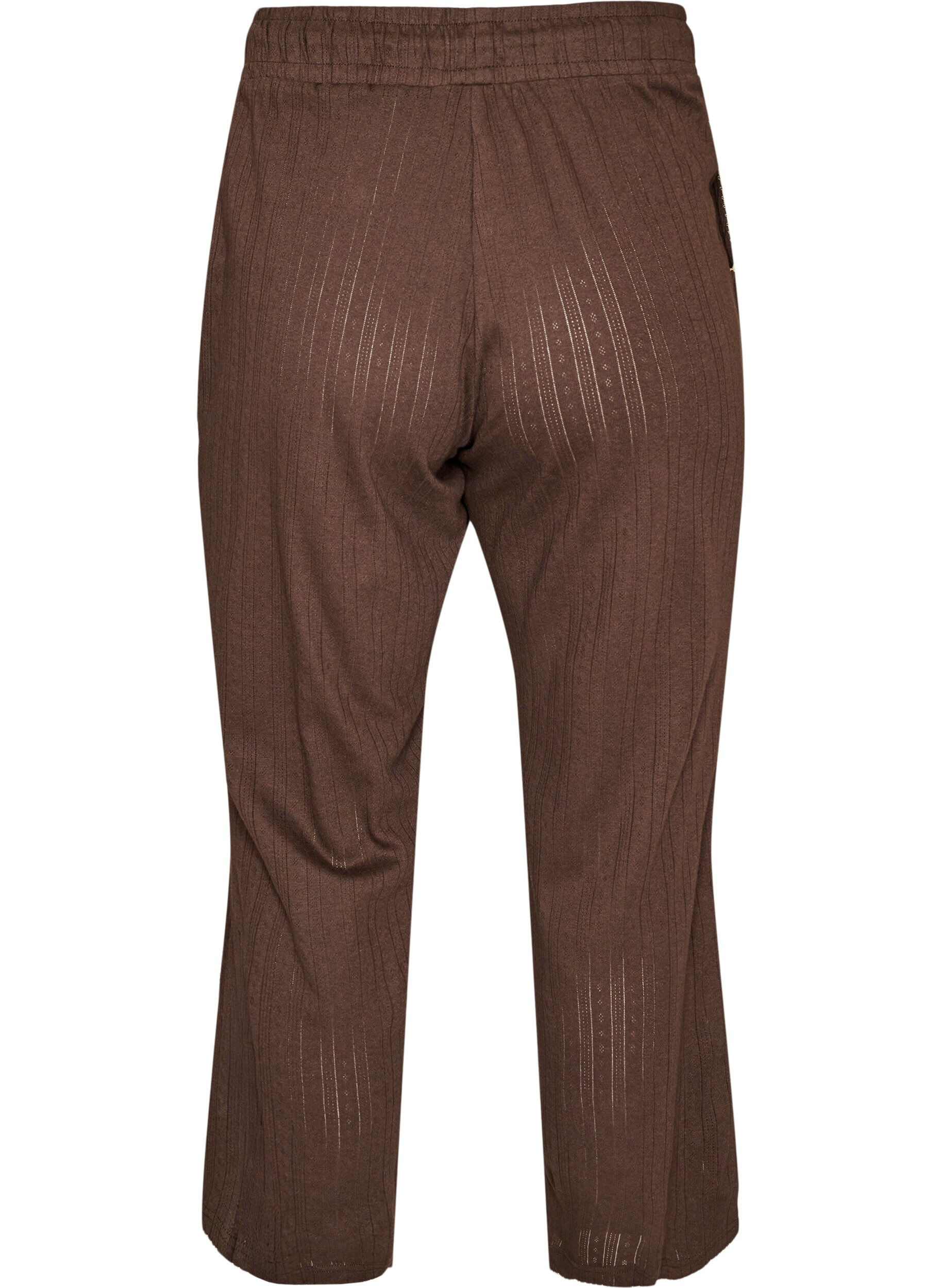 ZizziLuomupuuvillaiset pyjamahousut rei&rsquo;itetyll&auml; kirjailulla, Ruskea, Packshot image number 1