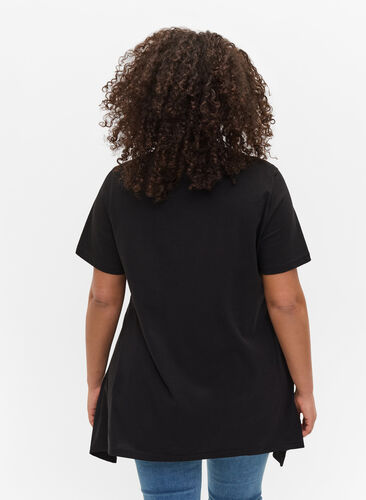 Lyhythihainen puuvillainen t-paita a-mallissa , Black FIERCE, Model image number 1