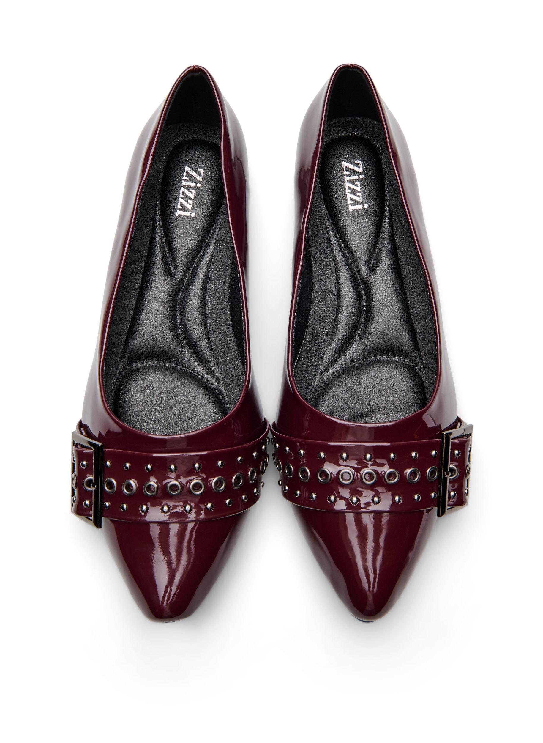 Zizzi Leve&auml;lestiset - Ballerinat remmill&auml; ja niiteill&auml;, Ruskea, Packshot image number 2