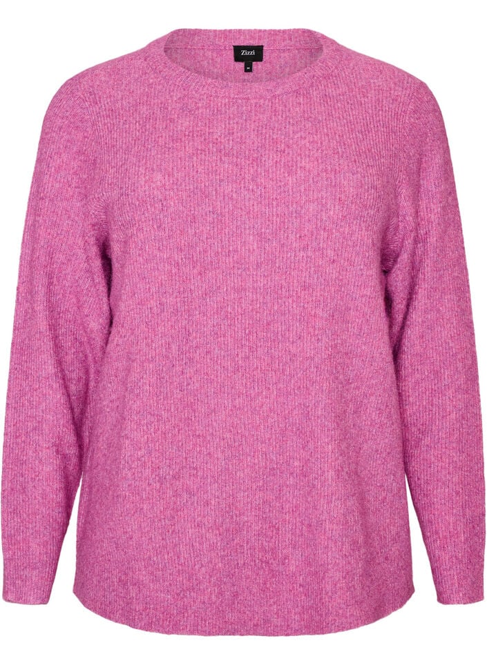 Melange-neulepusero py&ouml;re&auml;ll&auml; p&auml;&auml;ntiell&auml;, Violetti, Packshot image number 0