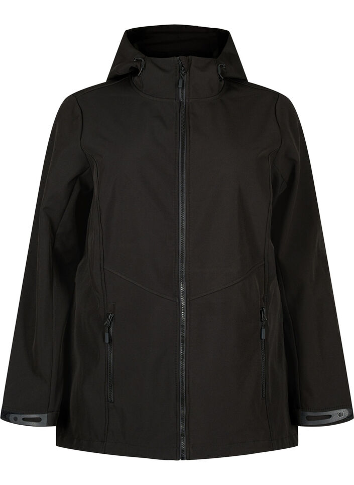Lyhyt softshell-takki, jossa on taskut, Black, Packshot image number 0