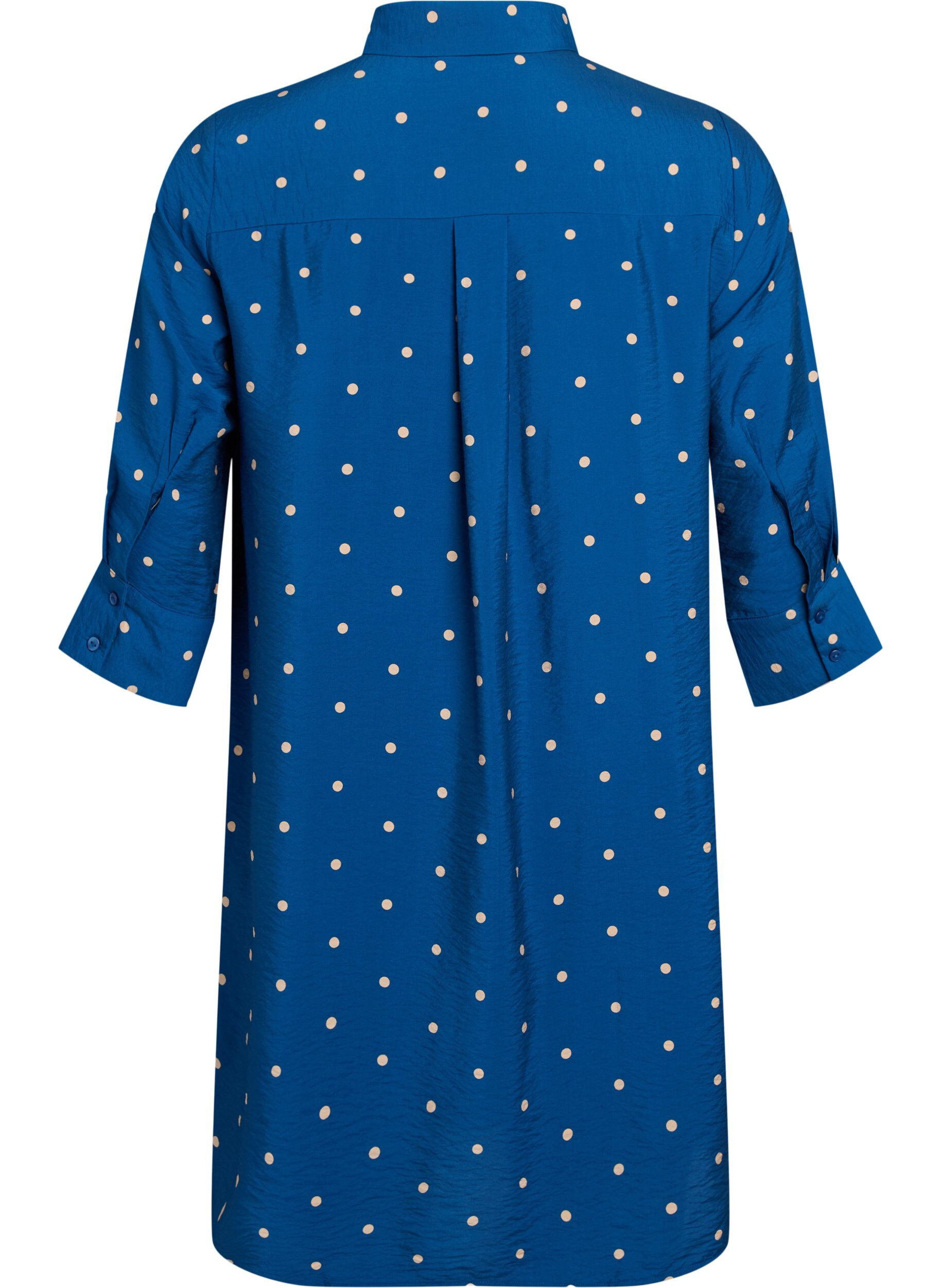 ZizziLyhyt mekko kauluksella ja rintataskulla, Sininen, Packshot image number 1