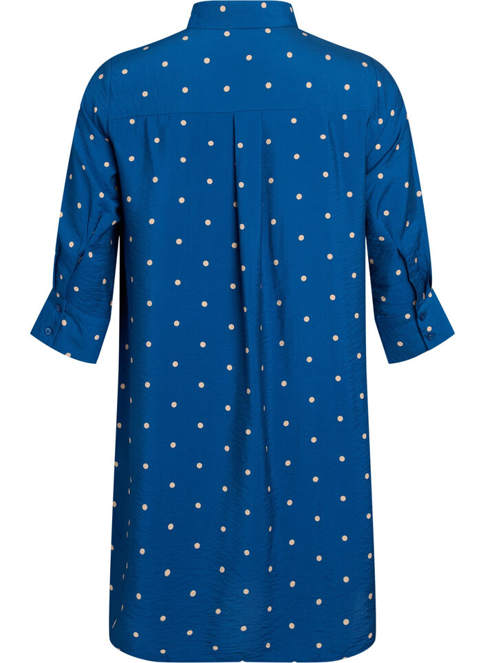 Lyhyt mekko kauluksella ja rintataskulla, Sininen, Packshot image number 1