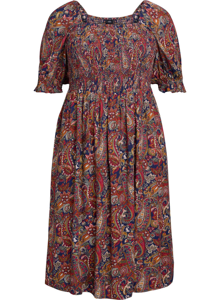 Kes&auml;mekko viskoosista paisley-kuosilla, Sininen, Packshot image number 0