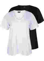 FLASH - 2 kpl t-paitoja v--pääntiellä, White/Black