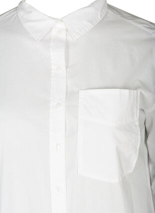 Pitkä puuvillapaita rintataskuilla, Bright White, Packshot image number 2