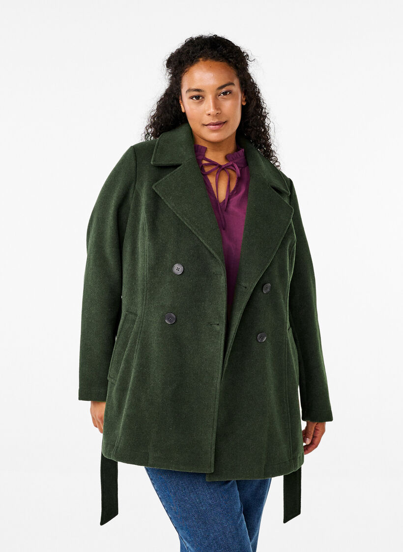 Lyhyt villatakki vyöllä, Forest Night Mel., Model image number 0