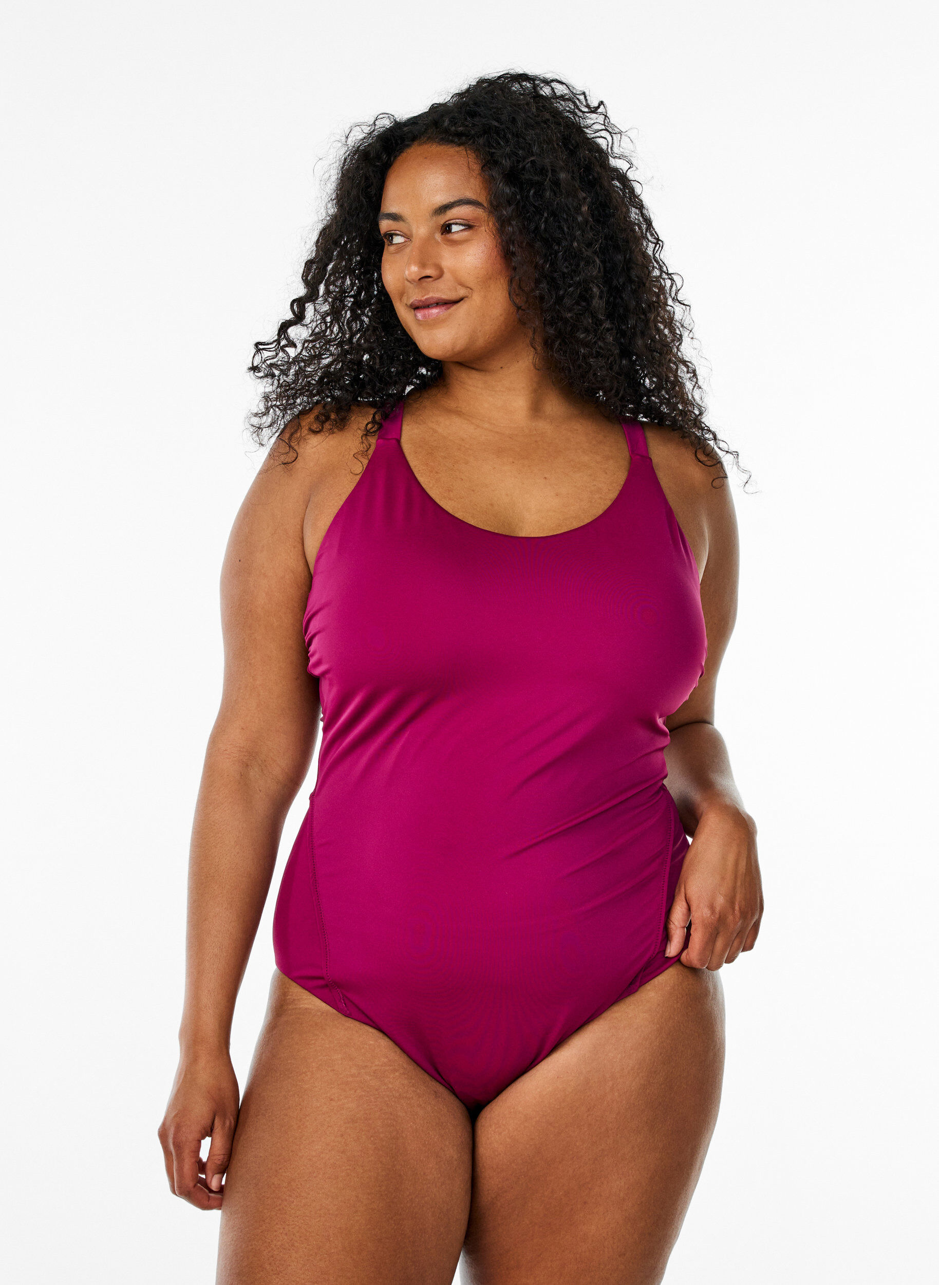 Uimapuku, jonka selk&auml; on koristeltu, Punainen, Model