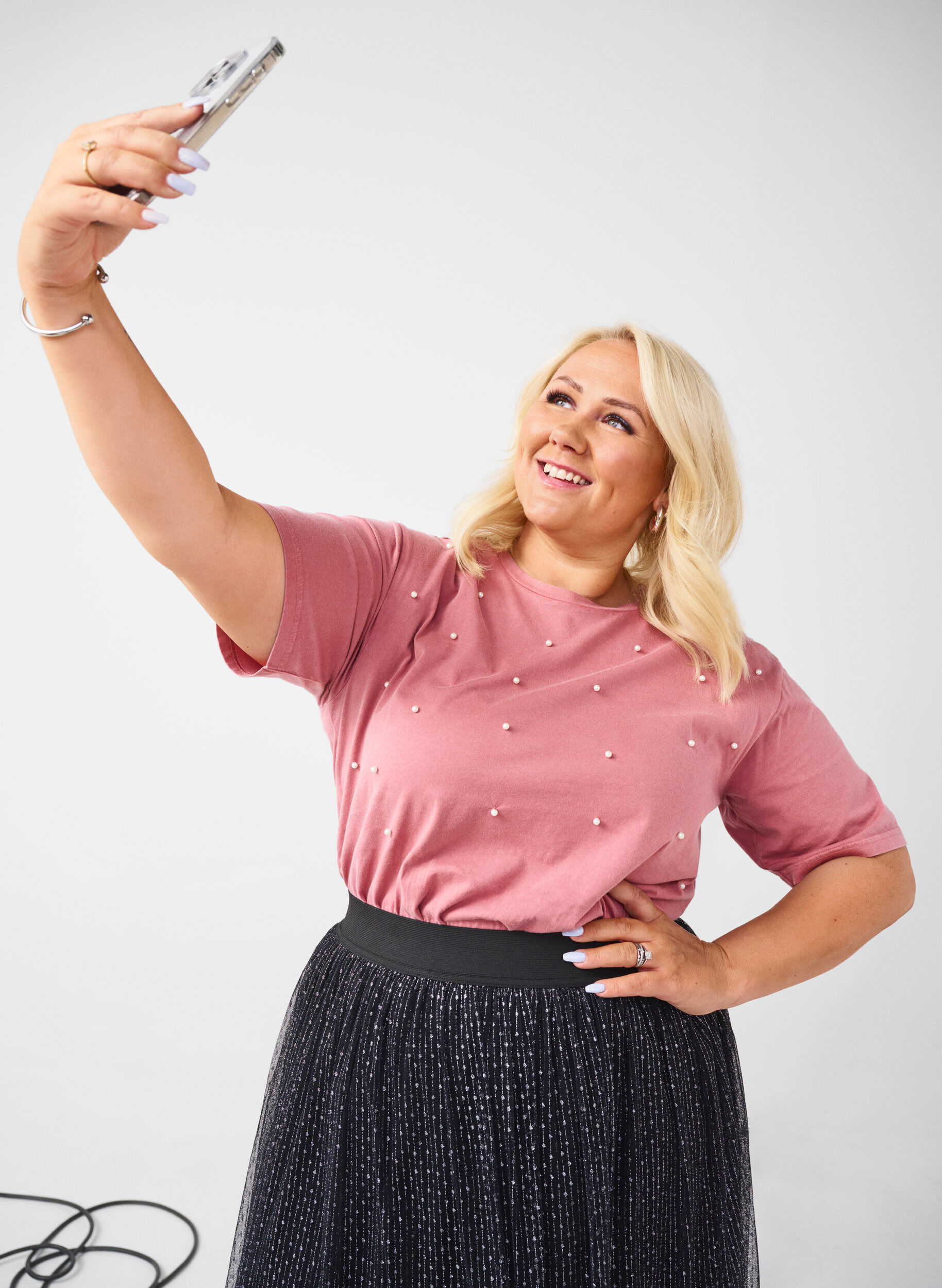 Zizzi T-paita helmill&auml;, Heather Rose Washed, Image image number 0