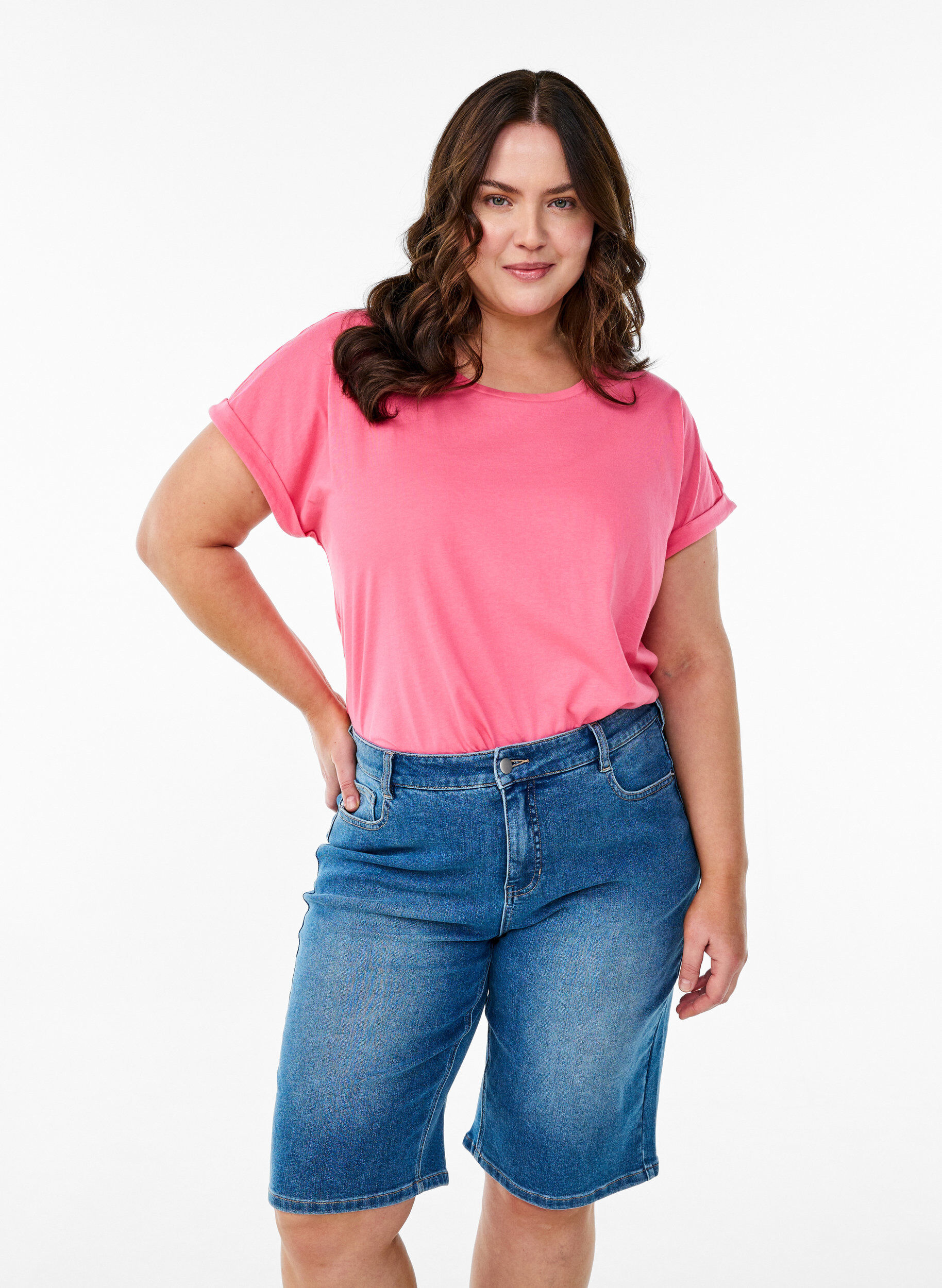 Korkeavy&ouml;t&auml;r&ouml;iset denim-Bermudat, Sininen, Model