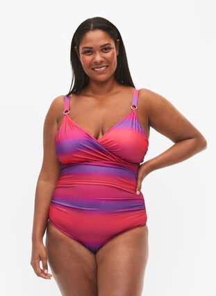 Uimapuku kuosilla ja pehmeällä toppauksella, Pink Comb, Model image number 0