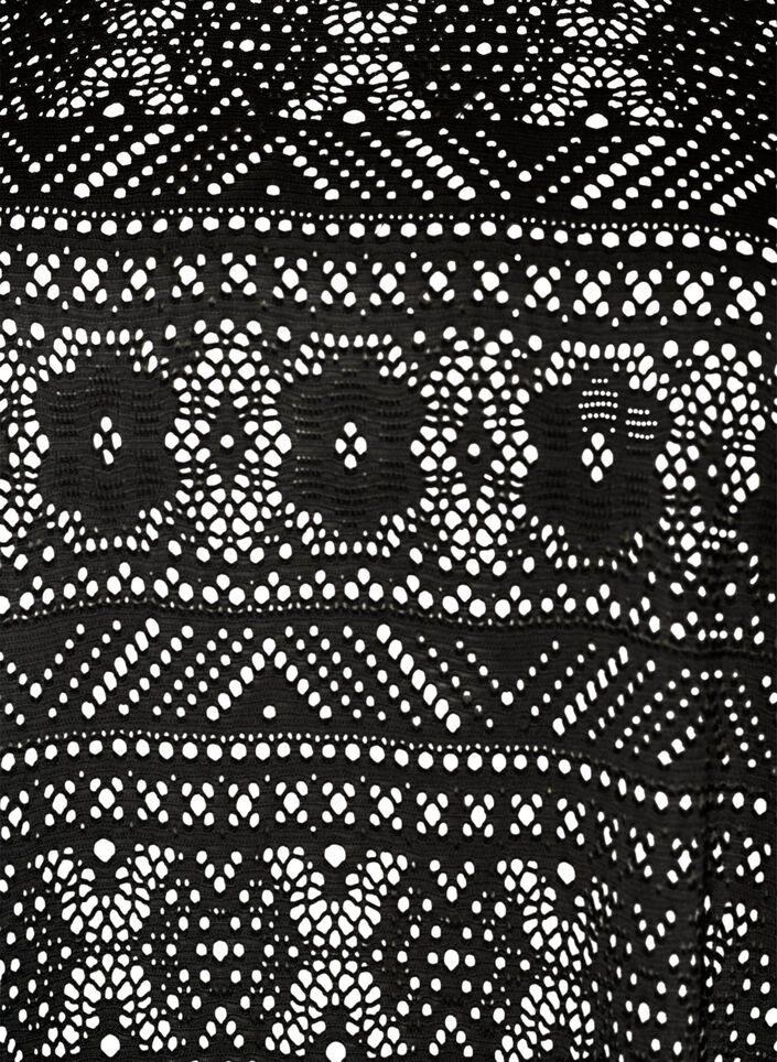 Pitsikirjailtu T-paita silmukkareik&auml;detaljeilla, Musta, Packshot image number 2