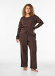Luomupuuvillainen pyjamapaita rei&rsquo;itetyll&auml; kirjailulla, Ruskea, Model image number 1