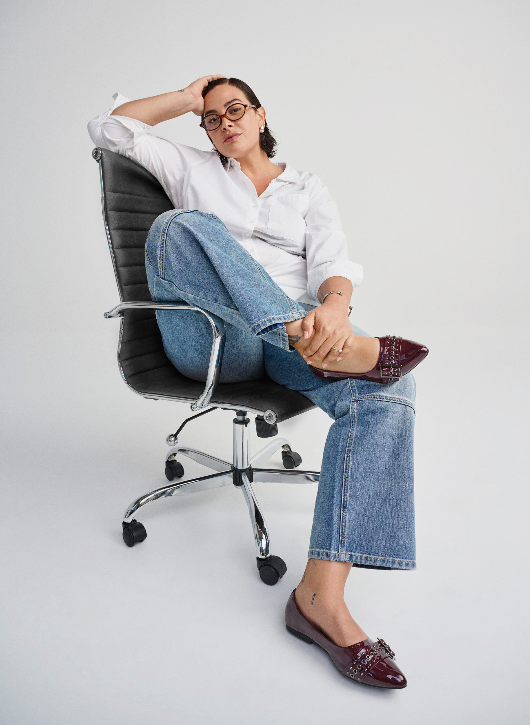 Zizzi Leve&auml;lestiset - Ballerinat remmill&auml; ja niiteill&auml;, Ruskea, Image image number 0