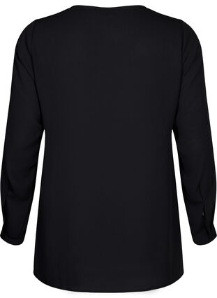 Pitkähihainen paita v-pääntiellä, Black, Packshot image number 1