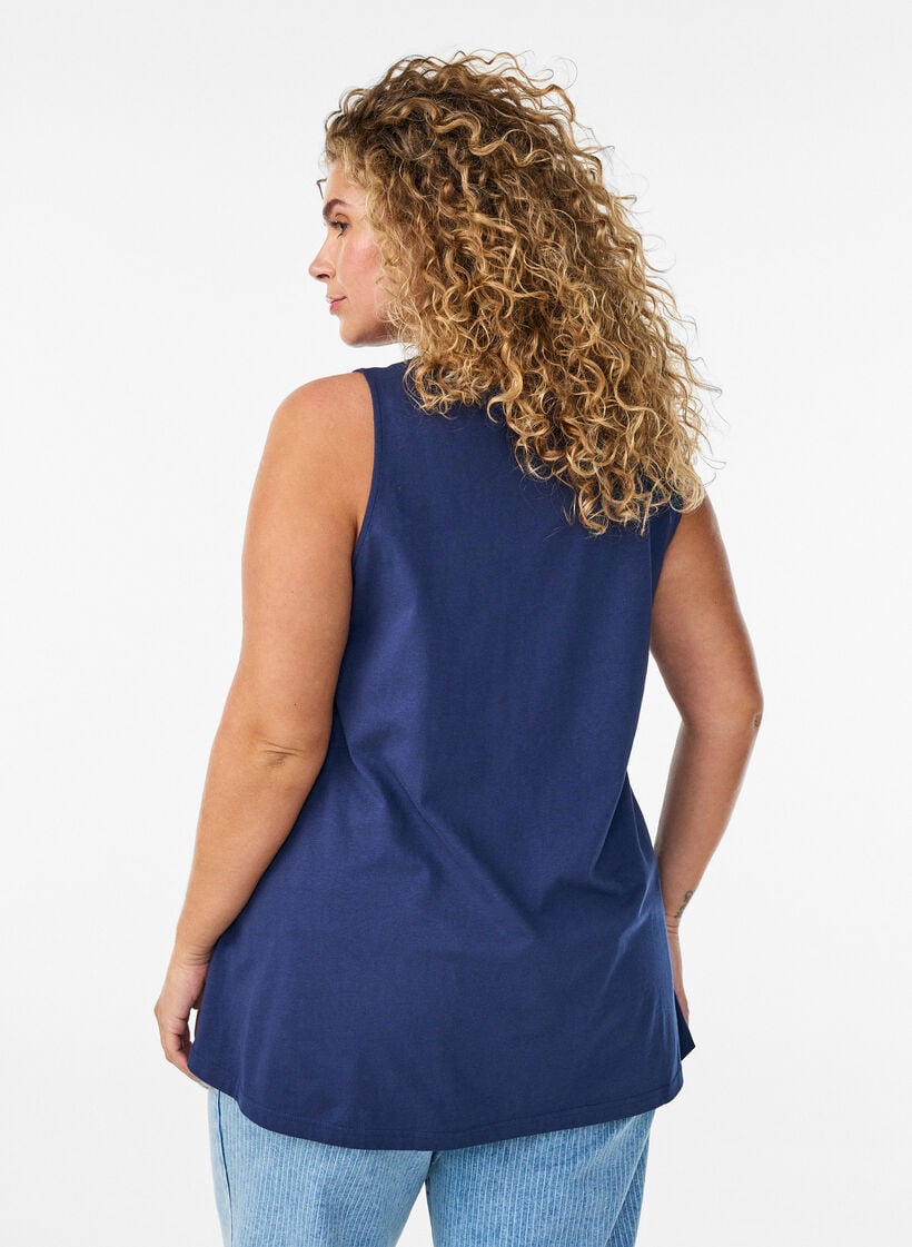 Puuvillatoppi A-mallissa, Sininen, Model image number 2