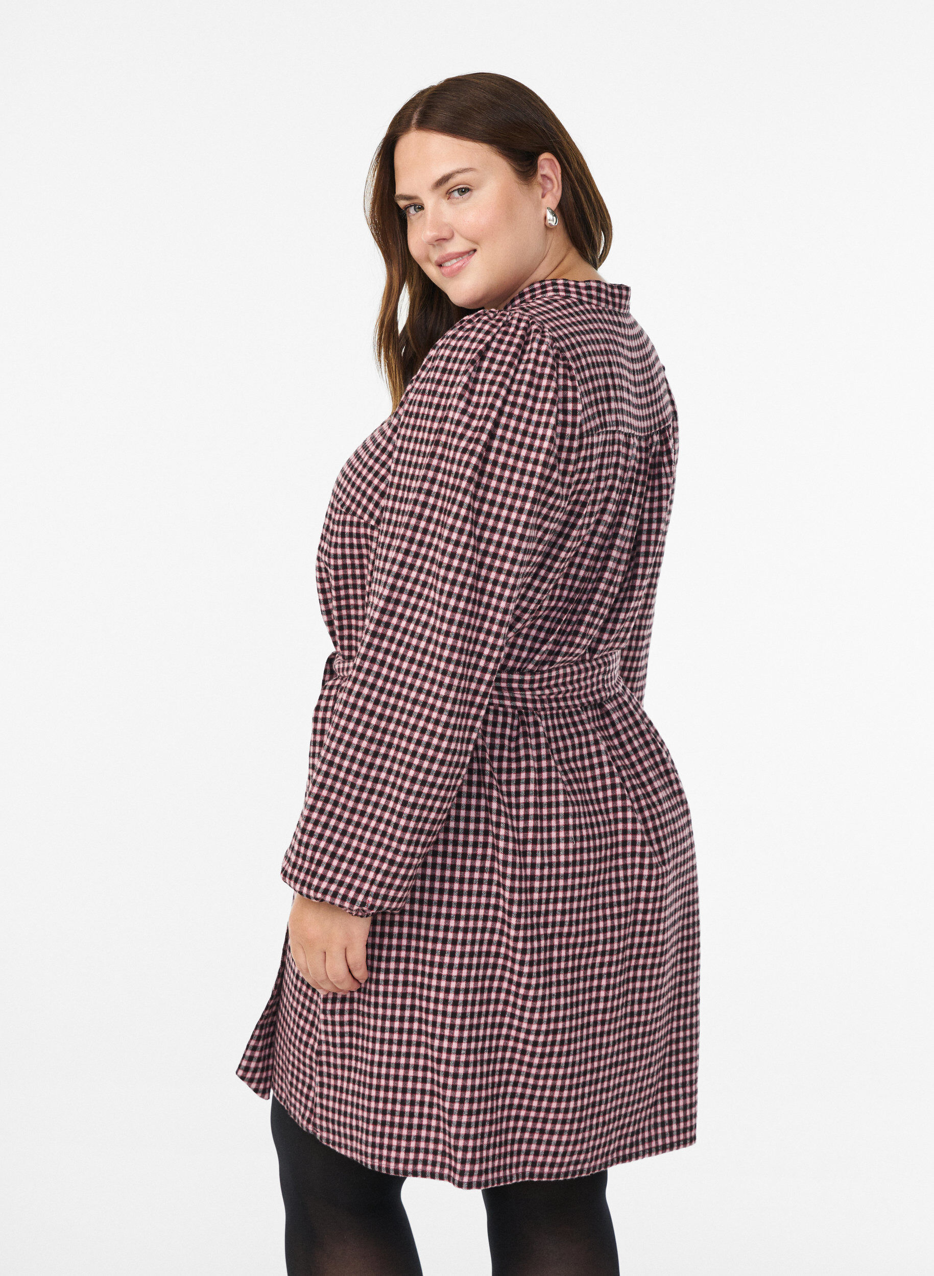 Zizzi Lyhyt ruutumekko solmittavalla vy&ouml;ll&auml;, Punainen, Model image number 2