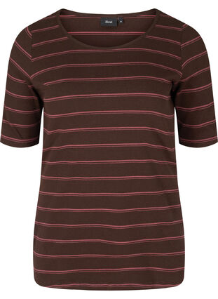 Raidallinen t-paita puuvillaa ribbauksella, Mole Stripe, Packshot image number 0