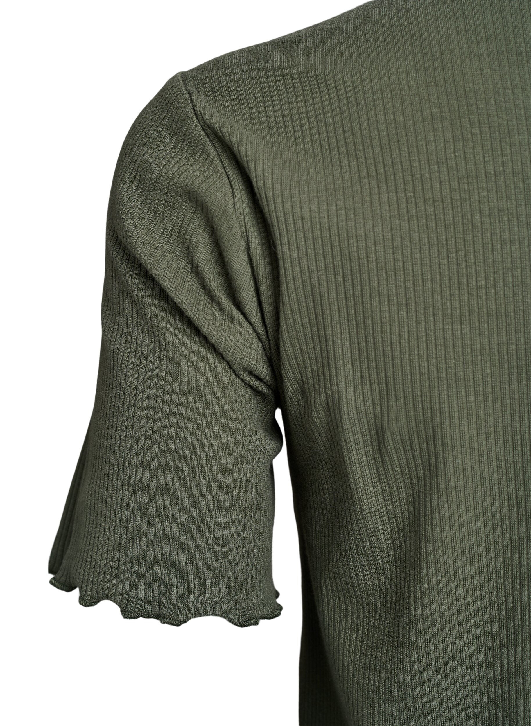 Zizzi Polvimittainen T-paitamekko ribatusta trikookankaasta, Vihre&auml;, Packshot image number 3