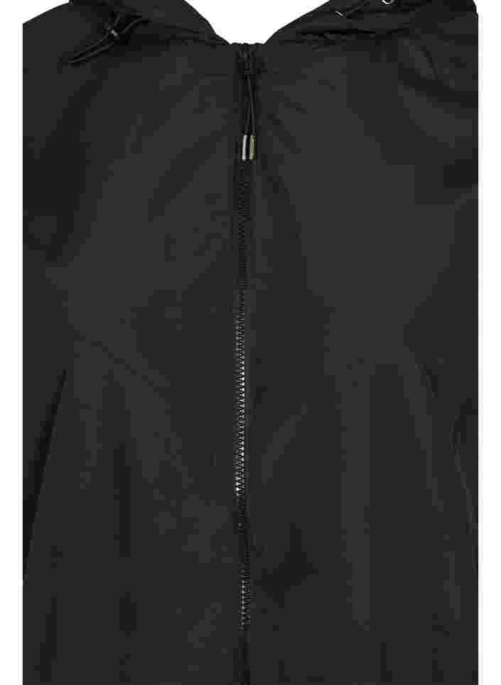 Lyhyt takki hupulla ja säädettävällä helmalla , Black, Packshot image number 2