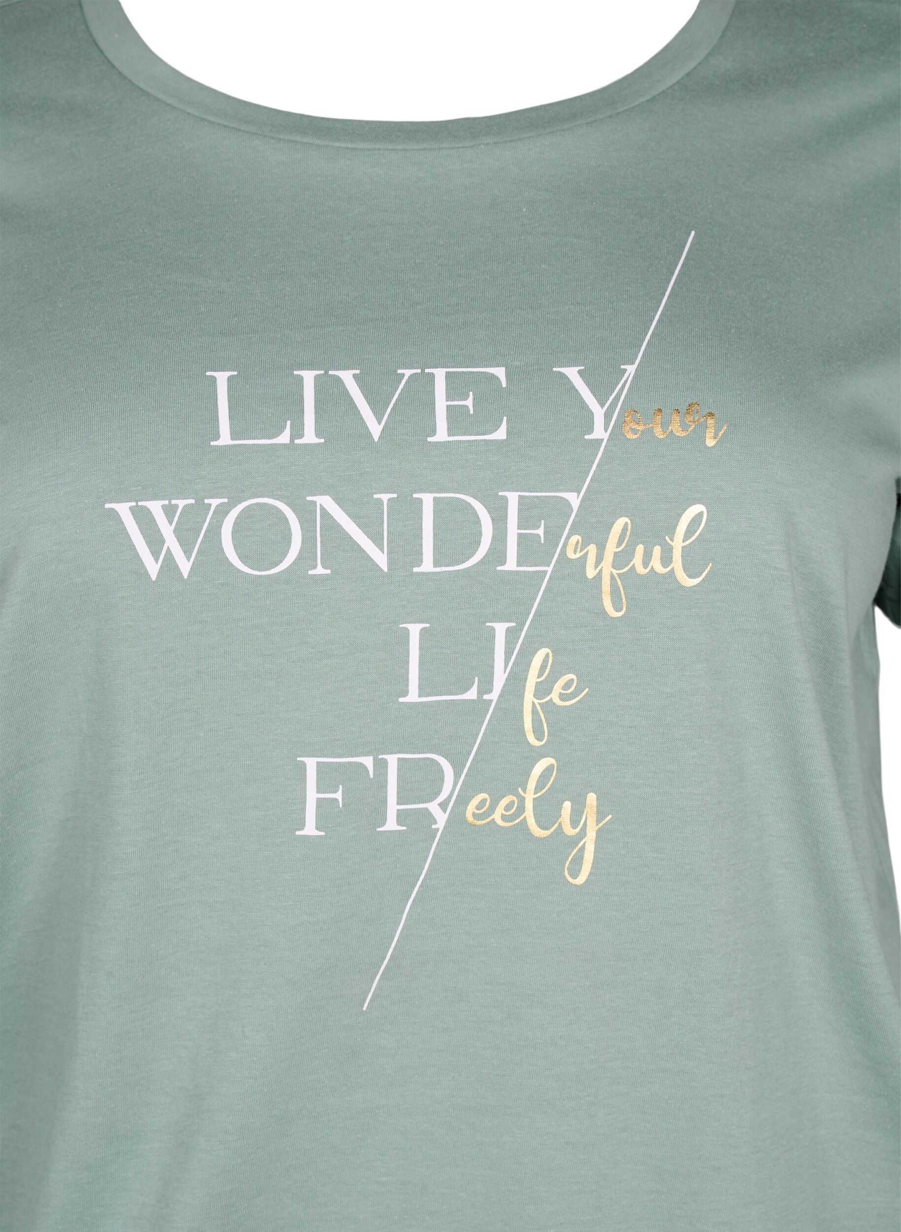 Zizzi Lyhythihainen puuvillainen t-paita joustoreunuksella , Chinois G. W. Live, Packshot image number 2