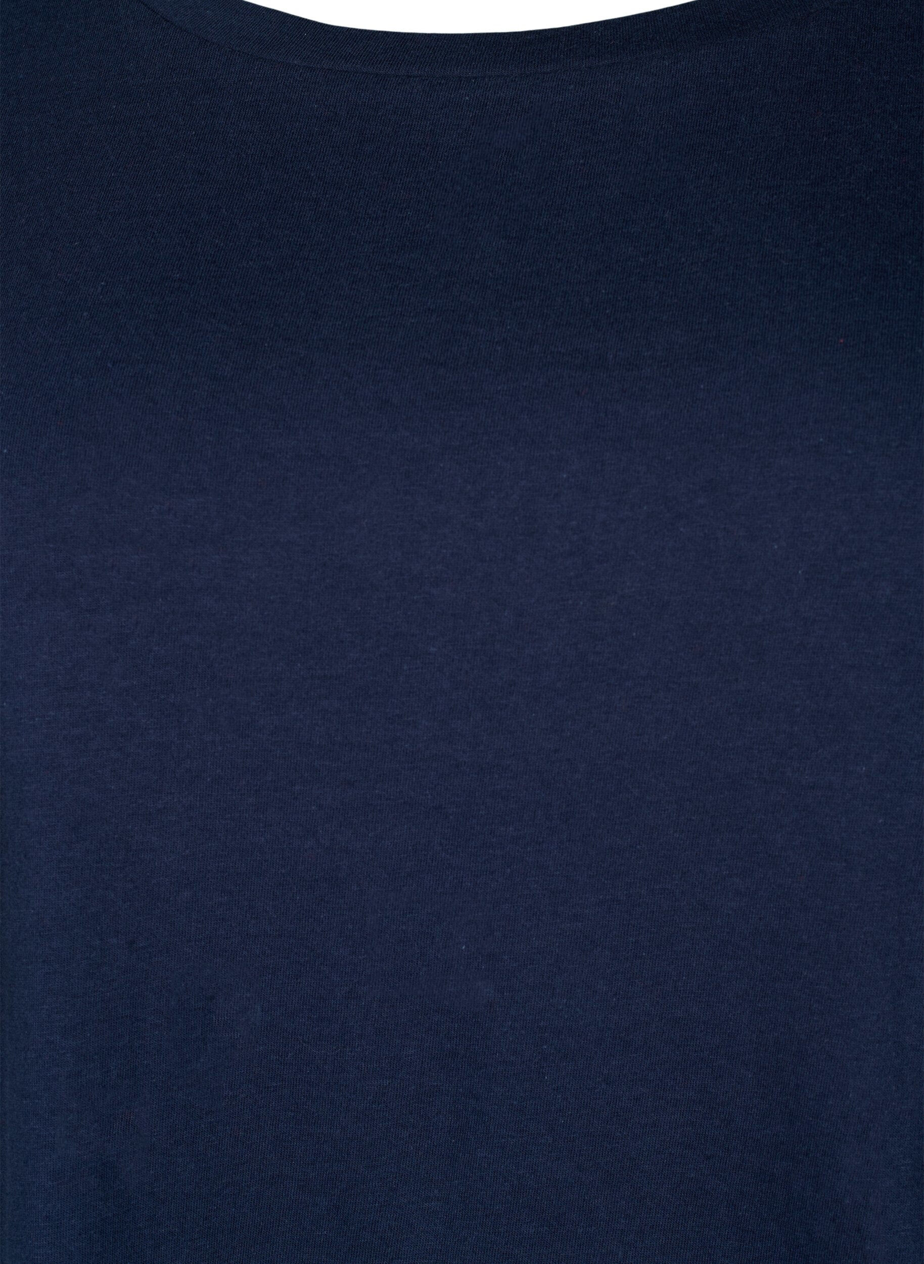 Zizzi Puuvillainen T-paita brodeerauksella, Navy Blazer, Packshot image number 2