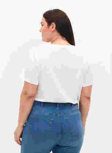 Puuvillainen t-paita pyöreällä pääntiellä ja painatuksella, Bright White W. Love, Model image number 1