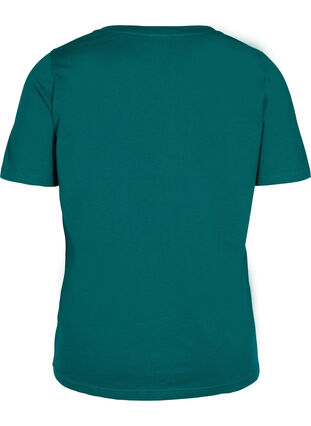 T-paita ekologisesta puuvillasta v-aukolla, Teal Green, Packshot image number 1